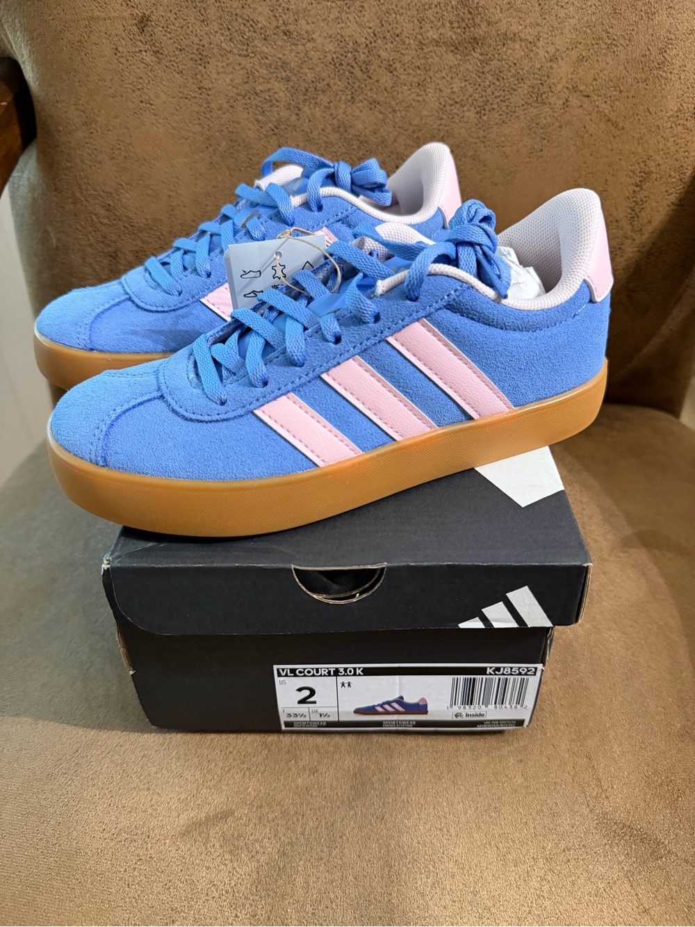 adidas VL Court Kids Sneakers Blue/Pink size 2